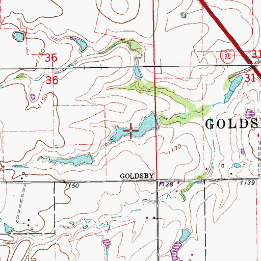 Topographic Map of Oknoname 087048 Reservoir, OK