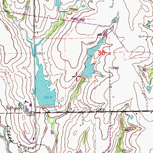 Topographic Map of Oknoname 087052 Dam, OK