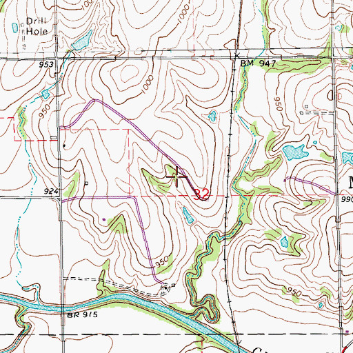 Topographic Map of Oknoname 087053 Dam, OK