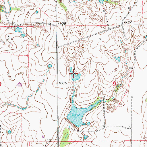 Topographic Map of Oknoname 087054 Reservoir, OK