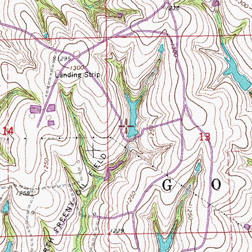 Topographic Map of Oknoname 087057 Dam, OK