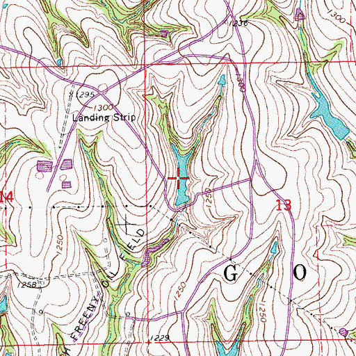 Topographic Map of Oknoname 087057 Reservoir, OK