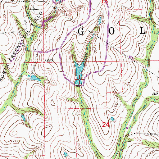 Topographic Map of Oknoname 087058 Dam, OK