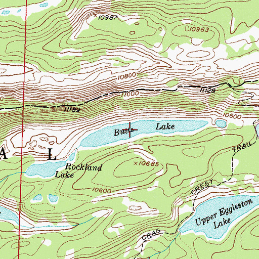 Topographic Map of Butts Lake, CO