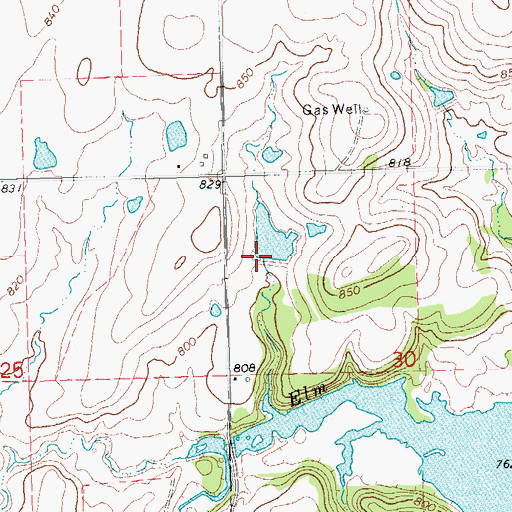 Topographic Map of Oknoname 063009 Reservoir, OK
