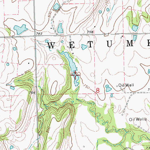 Topographic Map of Oknoname 063010 Reservoir, OK