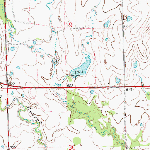Topographic Map of Oknoname 063014 Dam, OK