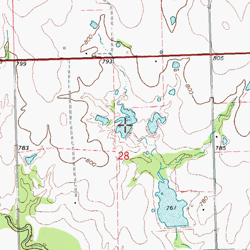 Topographic Map of Oknoname 063015 Dam, OK