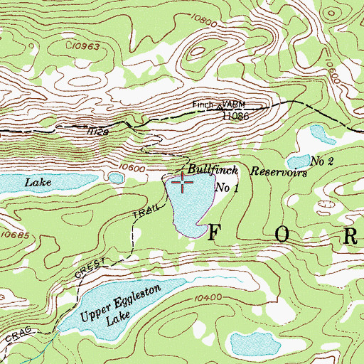 Topographic Map of Bullfinch Reservoir Number One, CO