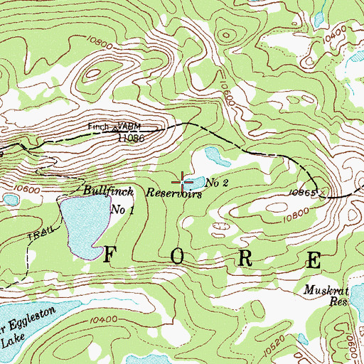 Topographic Map of Bullfinch Reservoir Number Two, CO