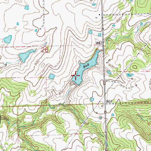 Topographic Map of Oknoname 063021 Dam, OK