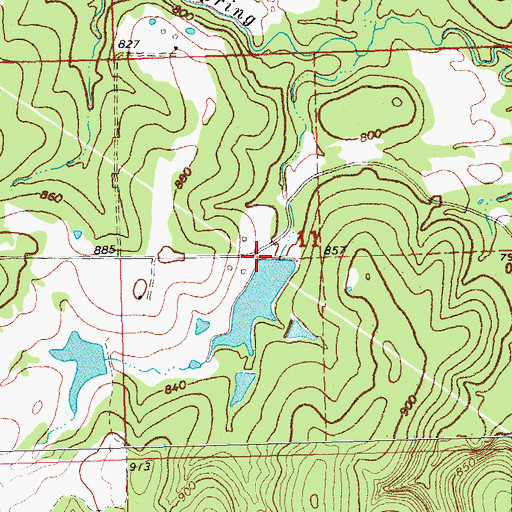 Topographic Map of Oknoname 063026 Dam, OK