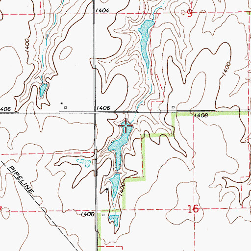 Topographic Map of Oknoname 003001 Dam, OK