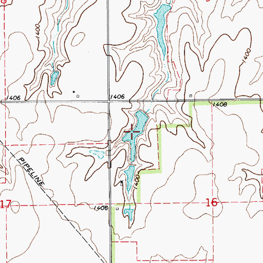 Topographic Map of Oknoname 003001 Reservoir, OK