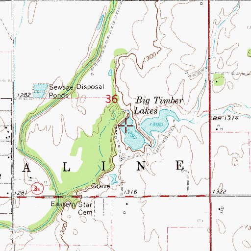 Topographic Map of Big Timber Lakes West Dam, OK