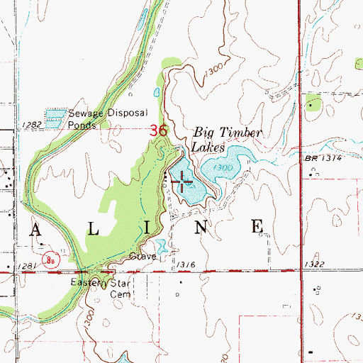 Topographic Map of Big Timber Lakes West, OK