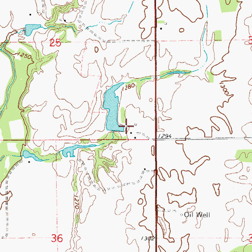 Topographic Map of Oknoname 093002 Dam, OK