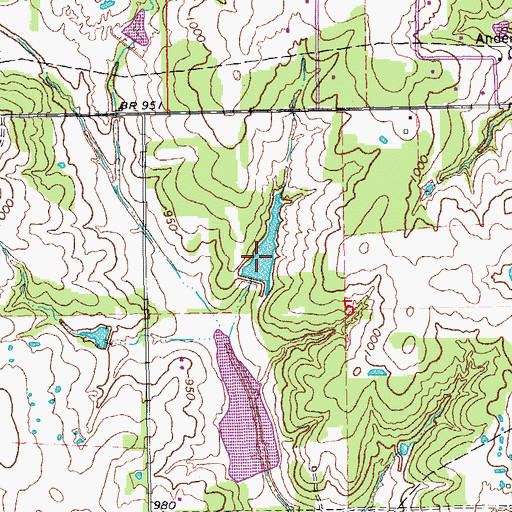 Topographic Map of Oknoname 08101 Reservoir, OK