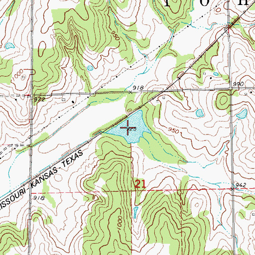 Topographic Map of Oknoname 08106 Reservoir, OK