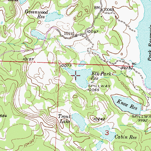 Topographic Map of Elk Park Reservoir, CO