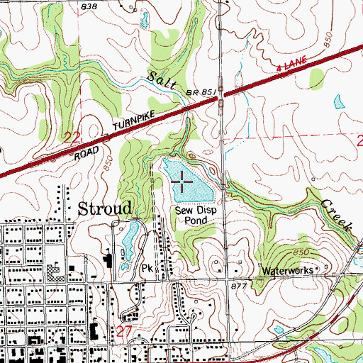 Topographic Map of Stroud Sewage Lagoon, OK