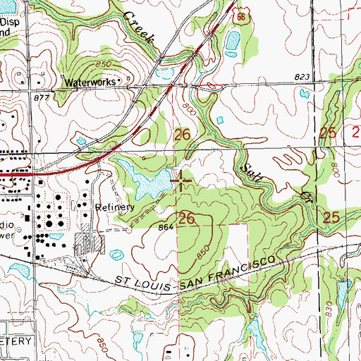 Topographic Map of Oknoname 08110 Dam, OK