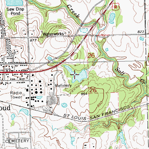 Topographic Map of Oknoname 08110 Reservoir, OK