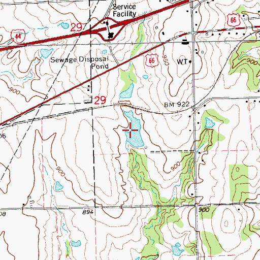 Topographic Map of Oknoname 08111 Reservoir, OK
