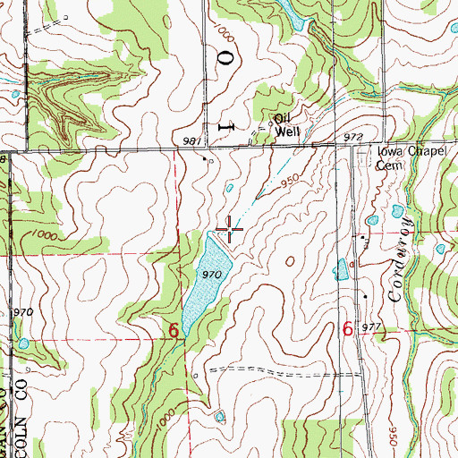 Topographic Map of Oknoname 08112 Dam, OK