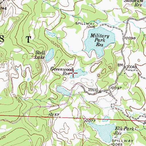 Topographic Map of Greenwood Reservoir, CO