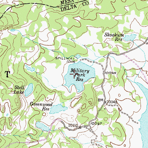 Topographic Map of Military Park Reservoir, CO