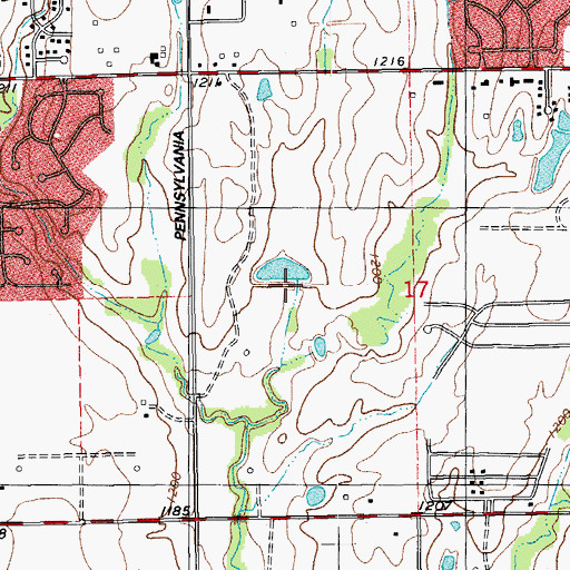 Topographic Map of Oknoname 02732 Dam, OK