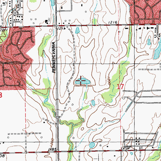 Topographic Map of Oknoname 02732 Reservoir, OK