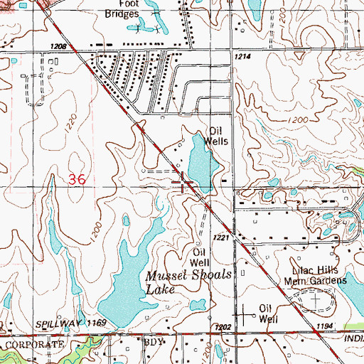 Topographic Map of Oknoname 02725 Dam, OK