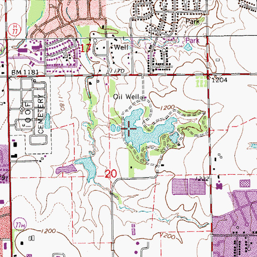 Topographic Map of Oknoname 02719 Dam, OK