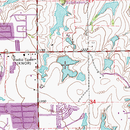 Topographic Map of Oknoname 02712 Reservoir, OK