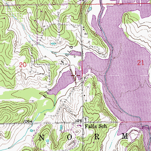 Topographic Map of Oknoname 02722 Dam, OK