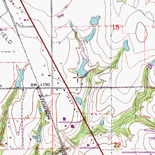 Topographic Map of Oknoname 02733 Dam, OK