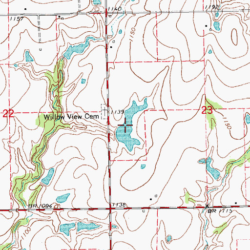 Topographic Map of Oknoname 02707 Reservoir, OK
