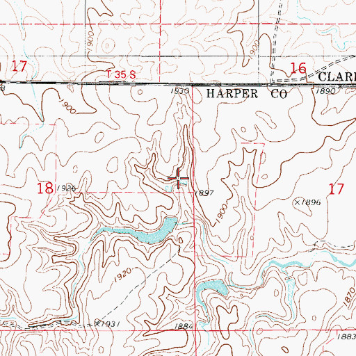 Topographic Map of Oknoname 059041 Dam, OK