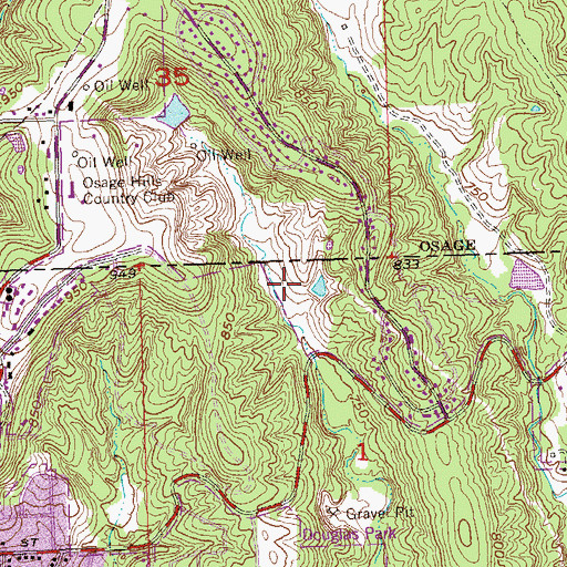 Topographic Map of Oknoname 143001 Dam, OK