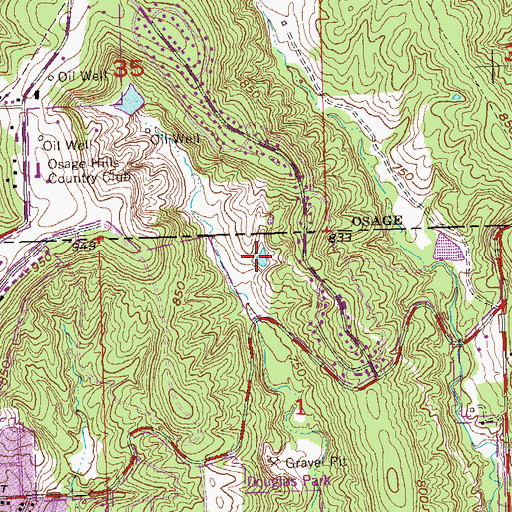 Topographic Map of Oknoname 143001 Reservoir, OK
