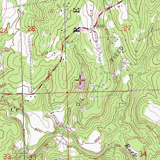 Topographic Map of Oknoname 143004 Reservoir, OK