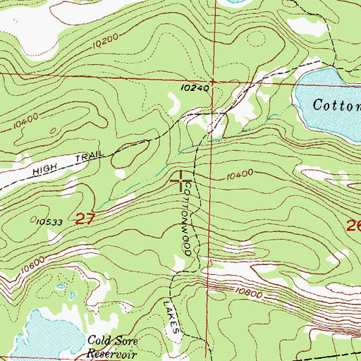 Topographic Map of Cottonwood Lakes Foot Trail, CO