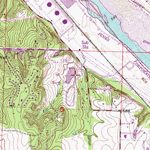 Topographic Map of Oknoname 143008 Dam, OK