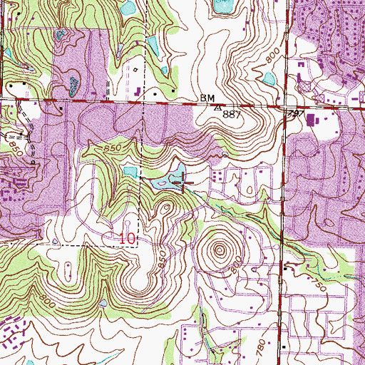Topographic Map of Oknoname 143015 Dam, OK