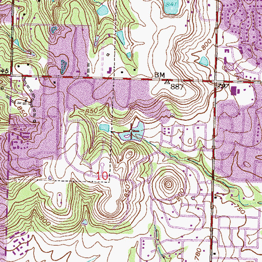 Topographic Map of Oknoname 143015 Reservoir, OK