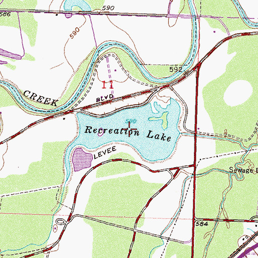 Topographic Map of Recreation Lake, OK