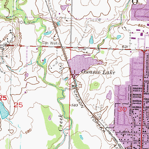 Topographic Map of Owasso Lake Dam, OK