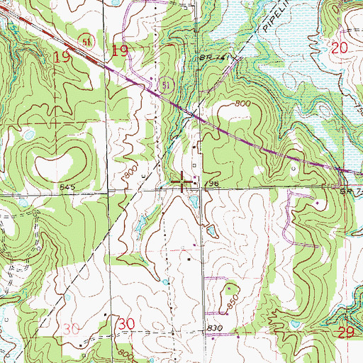 Topographic Map of Oknoname 037002 Dam, OK